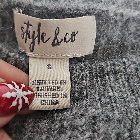 Style & Co. Knitted Long Sleeves Sweater Small Gray - Picture 5 of 16